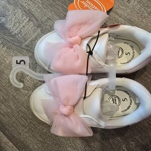Wonder Nation Pink and White Sneakers with Bow